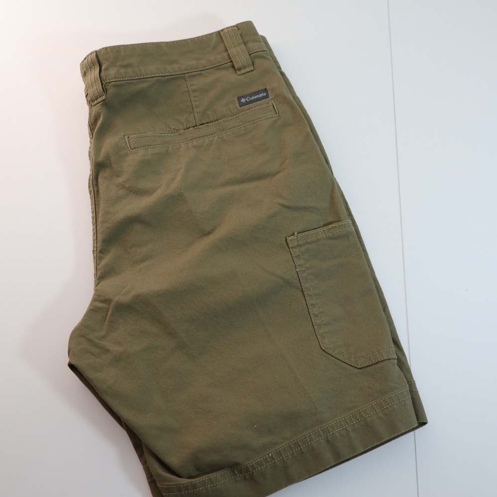 Columbia Mens Regular Fit Utility Shorts Olive Green 33W 8L AM0184 Stretch Twill